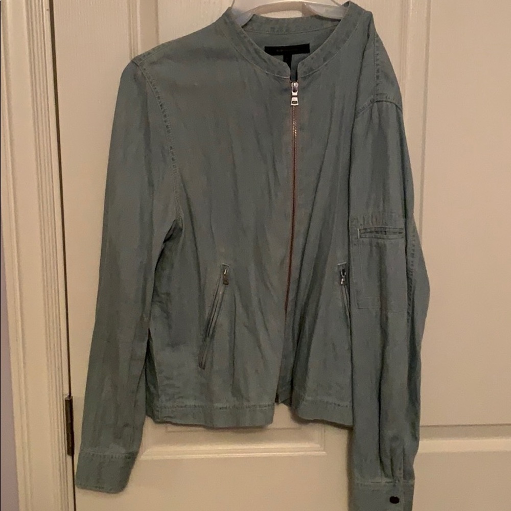 BCBG chambray zip up jacket